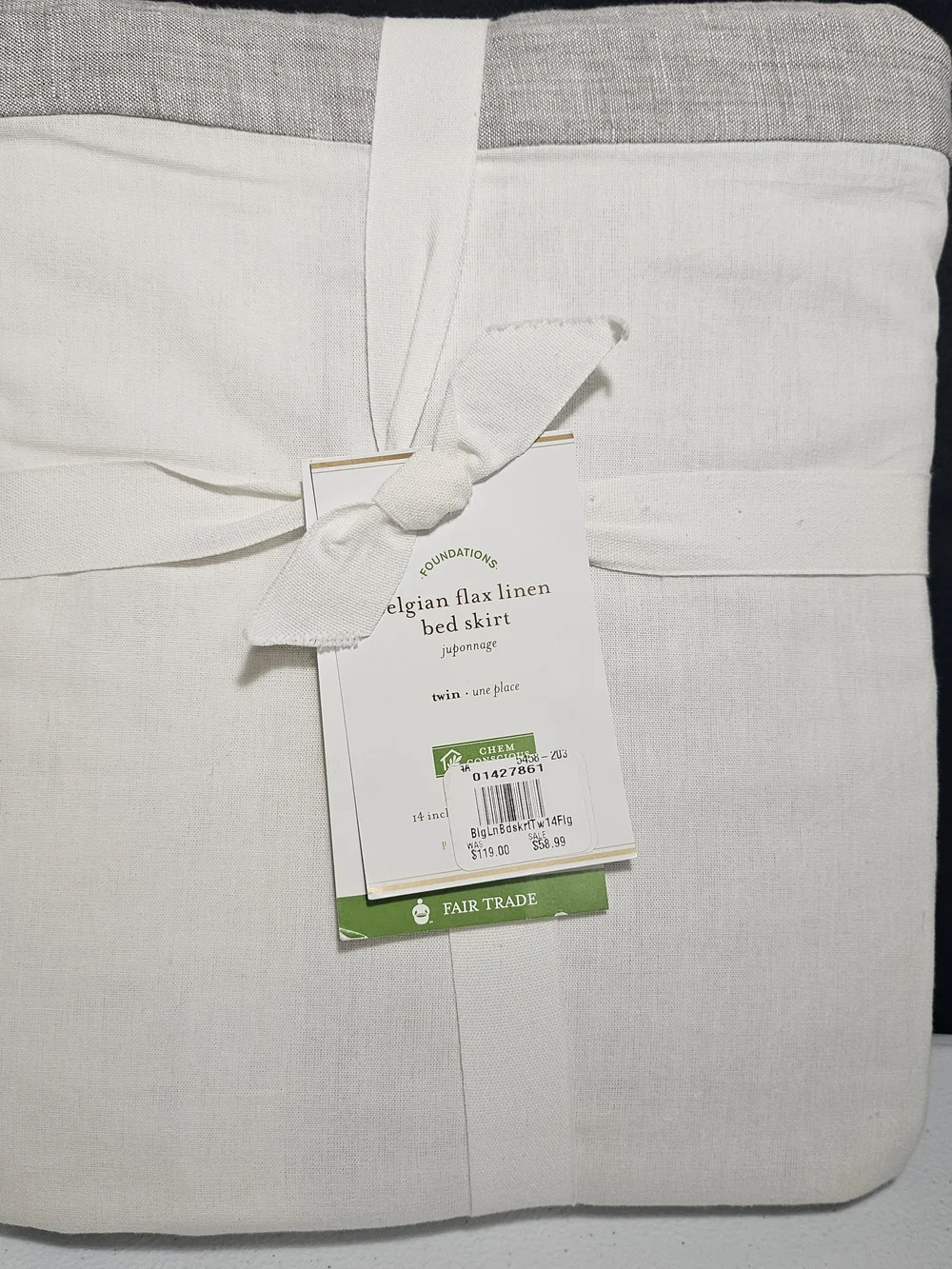 Pottery Barn Belgian Flax Linen TWIN Bed Skirt 14